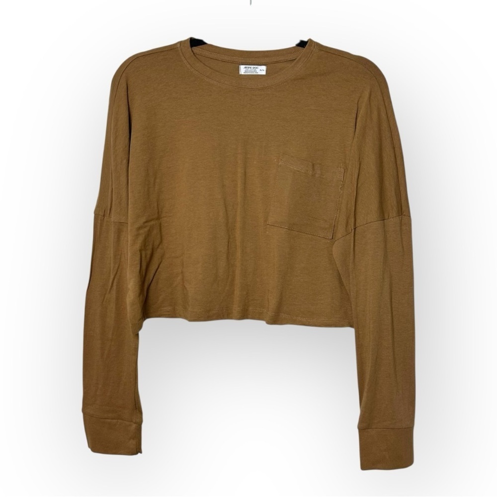 Ardene Basic Collection Brown Cropped Long Sleeve Top XL